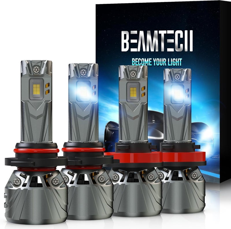 BEAMTECH H11 9005 Light Combo, 800% Brighter High Speed Fan 6500K Bulbs or Fog Lights Pack of 4 - Image 1
